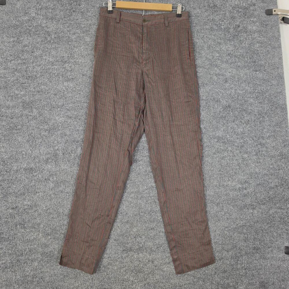 Vtg G Gigli Pants Womens 48 Striped Ramie Cotton Chino Dressy Italy Designer 90s